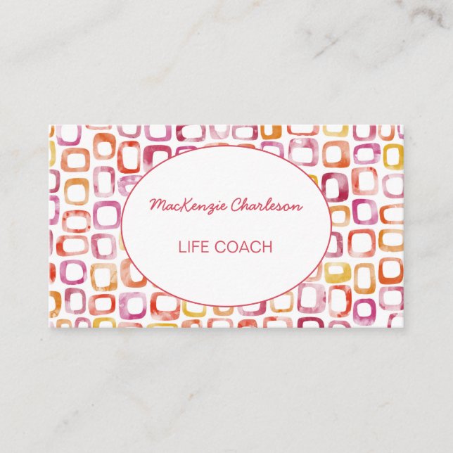 Modern Abstract Geometric Watercolor Business Card (Front)