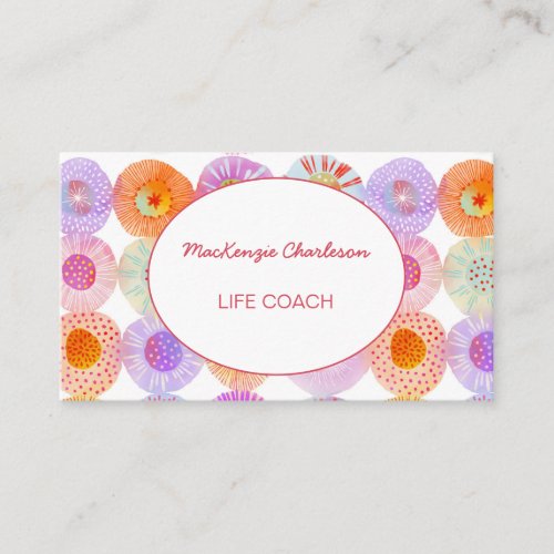 Modern Abstract Geometric Watercolor Circles Busin Business Card
