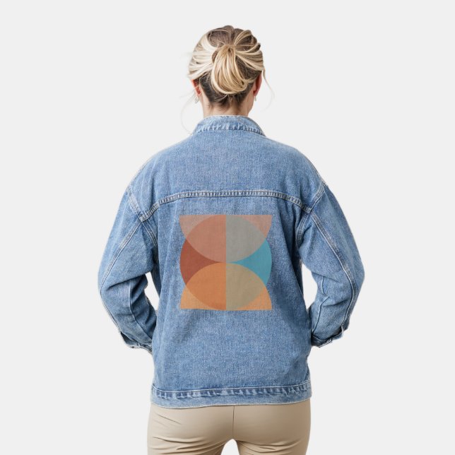 Modern Abstract Geometric Watercolor  Denim Jacket (Model)