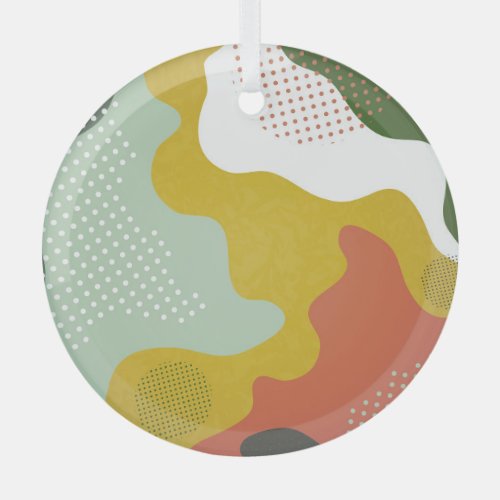 Modern Abstract Geometric Waves Composition Glass Ornament