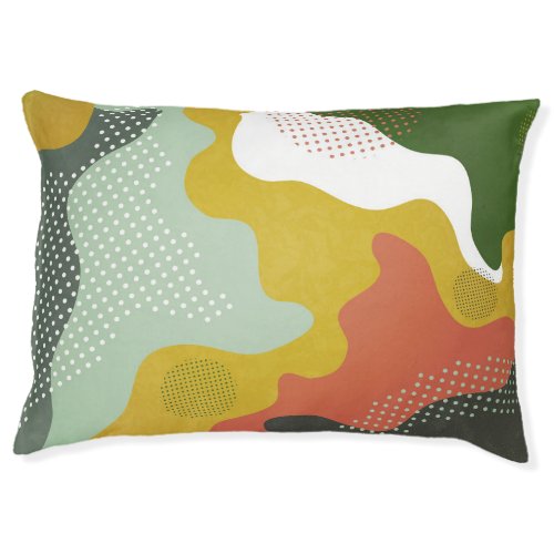 Modern Abstract Geometric Waves Composition Pet Bed