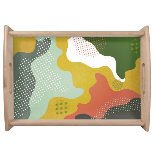 Modern Abstract Geometric Waves Composition Serving Tray