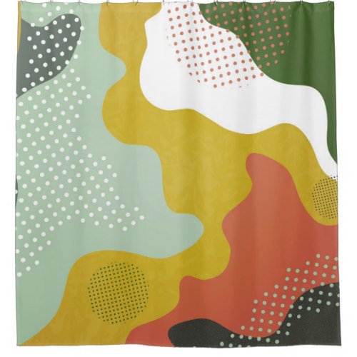 Modern Abstract Geometric Waves Composition Shower Curtain