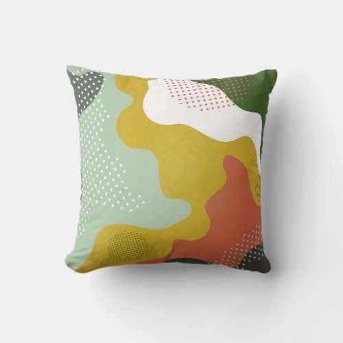 Modern Abstract Geometric Waves Composition Throw Pillow