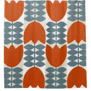 Modern abstract geometric with stylized flowers le shower curtain
