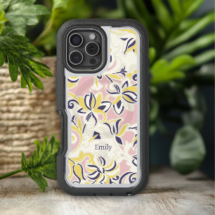 Modern Abstract Girley Floral Personalized Name iPhone 16 Case