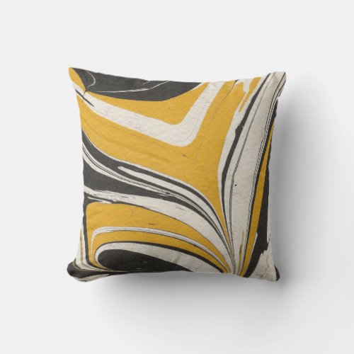 Modern Abstract Gold Black White Throw Pillow