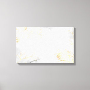 Modern Abstract Gold Floral on White Canvas Print