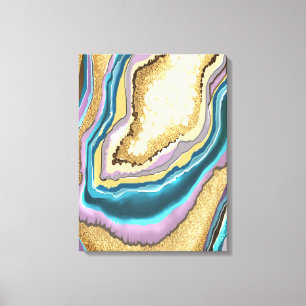 Modern Abstract Gold Geode Agate Gemstone Canvas Print
