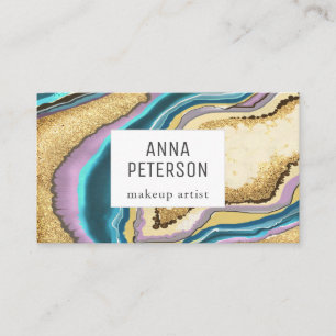 Modern Abstract Gold Glitter Gem Agate Business Card