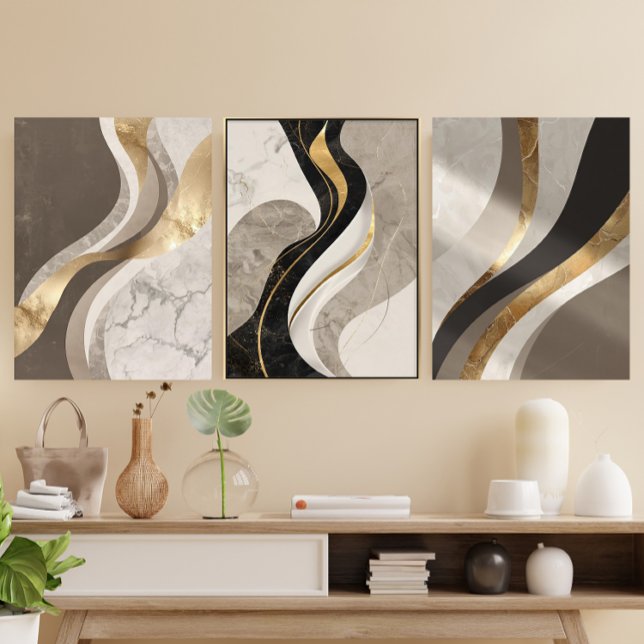 Modern Abstract Gold Luxury Neutral Wall Art Set (Creator Uploaded)