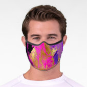 Modern abstract gold pink vibrant brushstrokes premium face mask (Worn)