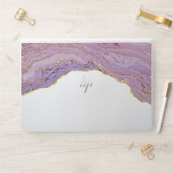 Modern Abstract Gold & Purple Agate Geode Hp Laptop Skin by caseplus at Zazzle