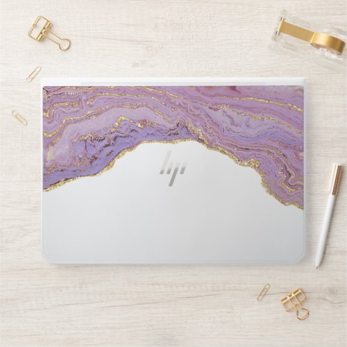 Modern Abstract Gold  Purple Agate Geode HP Laptop Skin