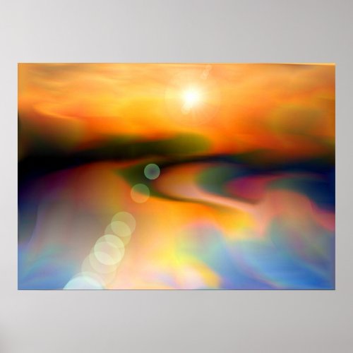 Modern Abstract Golden Evening Sky with Flare Poster