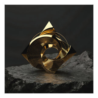 Modern Abstract Golden Geometric Sculpture - Minim Photo Print