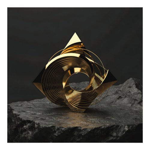 Modern Abstract Golden Geometric Sculpture - Minim Photo Print