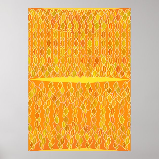 Modern Abstract "Golden Rain" - Golden Yellow Poster (Front)