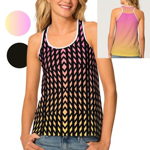 Modern Abstract Gradient Pink to Yellow Tank Top