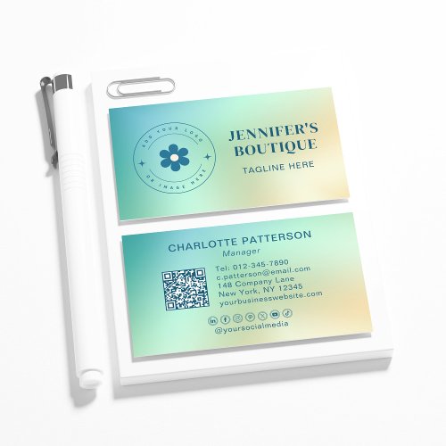 Modern Abstract Gradient Trendy Logo QR Code Business Card