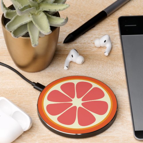 Modern Abstract Grapefruit Slice Wireless Charger