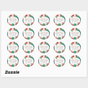 Modern abstract graphic red, pink + green joyful classic round sticker