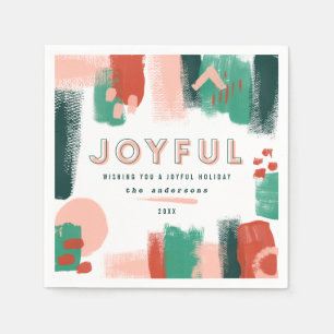 Modern abstract graphic red, pink + green joyful napkins
