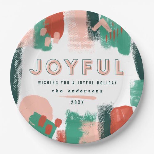 Modern abstract graphic red pink  green joyful paper plates