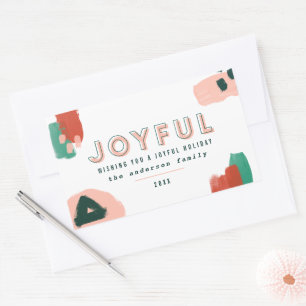 Modern abstract graphic red, pink + green joyful rectangular sticker