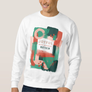 Modern abstract graphic red, pink + green joyful sweatshirt