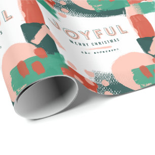 Modern abstract graphic red, pink + green joyful wrapping paper