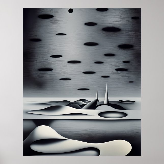 Modern Abstract gray black off white forms Poster (Front)