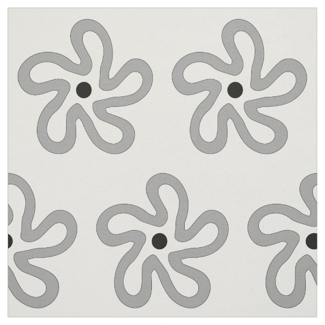 Modern Abstract Gray Flower Fabric (Swatch)