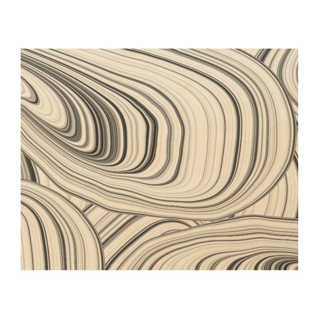 Modern Abstract Gray Waves Wood Wall Art (Front)