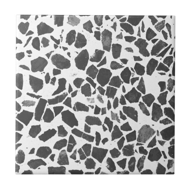 Modern Abstract Gray White Marble Stone Terrazzo Ceramic Tile (Front)