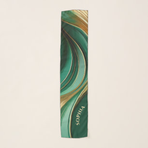 Modern Abstract-Green and Gold- Scarf