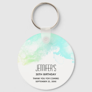 Modern Abstract Green & Blue Watercolor Event Keychain