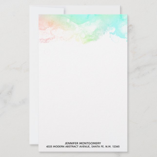 Modern Abstract Green & Blue Watercolor Swirls (Front)