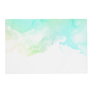 Modern Abstract Green & Blue Watercolor Swirls Placemat