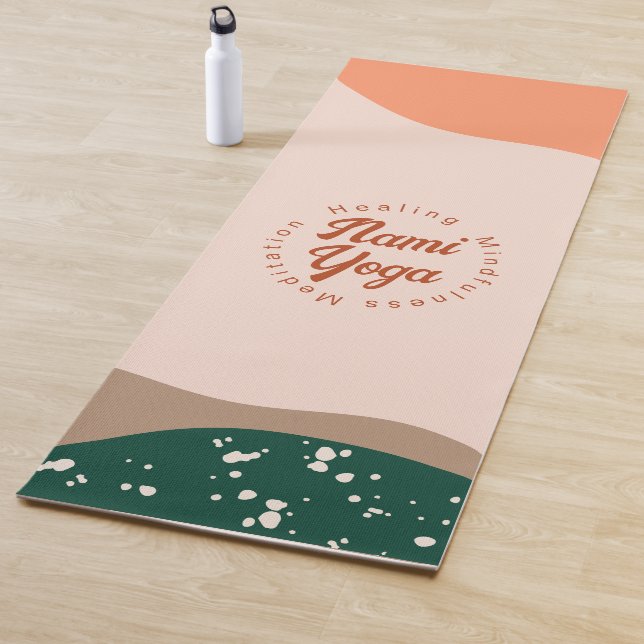 Modern Abstract Green Brown Boho Yoga Mat (In Situ)