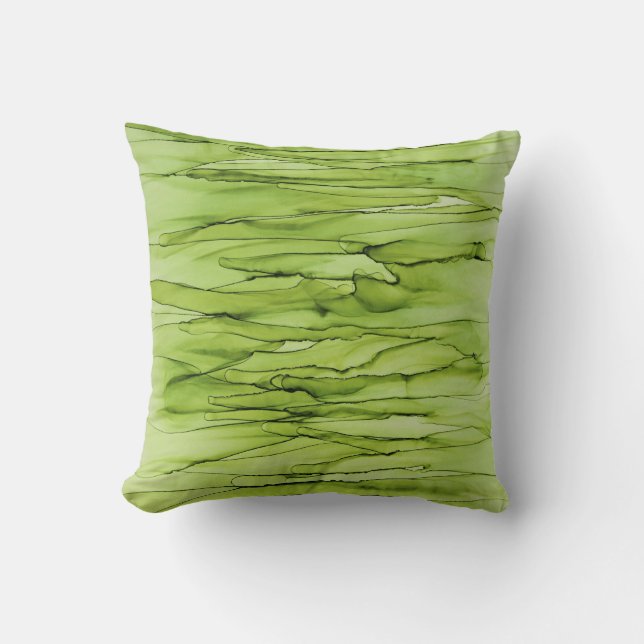 Modern Abstract Green Fantasy Style Throw Pillow (Front)
