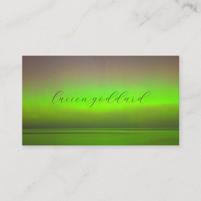 Modern Abstract Green Glow Minimalist Business Card (Front)