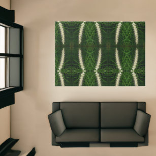 Modern Abstract Green Grass Plume Area Rug