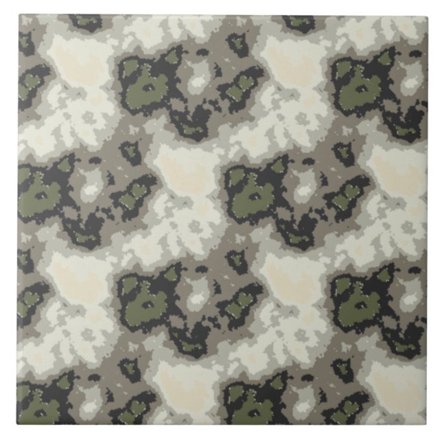 Modern Abstract Green Gray Mottled Marble Pattern Ceramic Tile (Front)