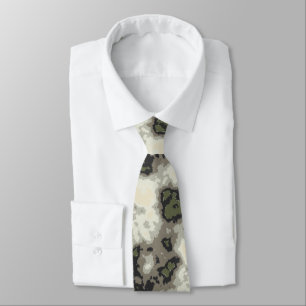 Modern Abstract Green Gray Mottled Marble Pattern Neck Tie