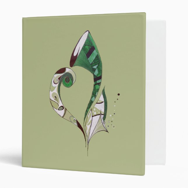 Modern abstract Green hand drawn ink illustration 3 Ring Binder (Front/Inside)