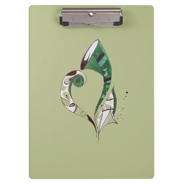 Modern abstract Green hand drawn ink illustration Clipboard (Front)