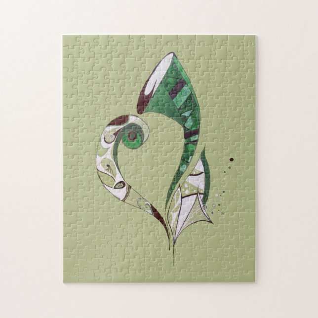 Modern abstract Green hand drawn ink illustration Jigsaw Puzzle (Vertical)