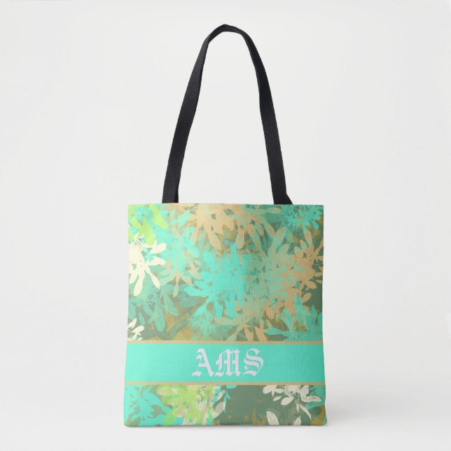 Modern Abstract Green Leaf Pattern Tote Bag (Front)