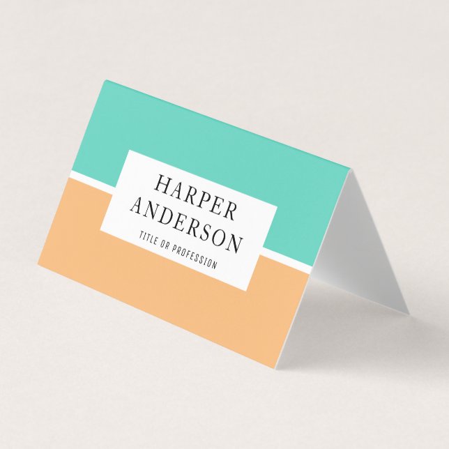 Modern Abstract Green & Orange Professional Business Card (Front)
